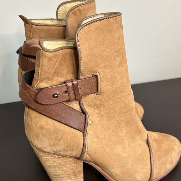 Rag and Bone Harrow Nubuck Suede Ankle Boot Camel Chunky Heel Booties Sz 36 or 6 - Picture 5 of 16